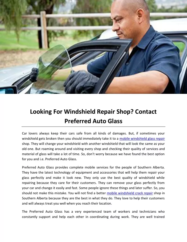looking for windshield repair shop contact