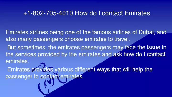 1 802 705 4010 how do i contact emirates