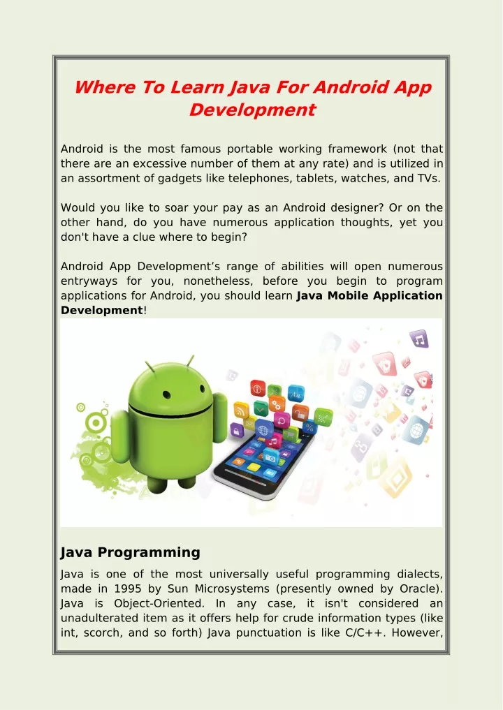 where to learn java for android app development