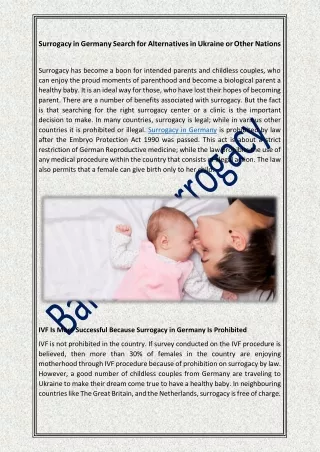 Surrogacy in Germany Search for Alternatives in Ukraine or Other Nations