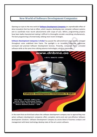New World of Software Development Companies