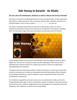 sidr honey in karachi its khalis