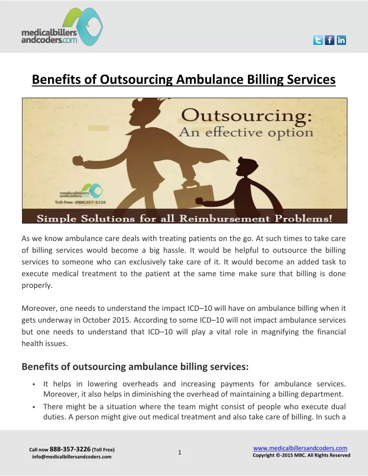 benefits of outsourcing ambulance billing services