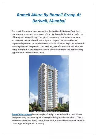 Romell Allure By Romell Group At Borivali, Mumbai