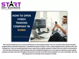 How to Open Forex Trading Company in Dubai