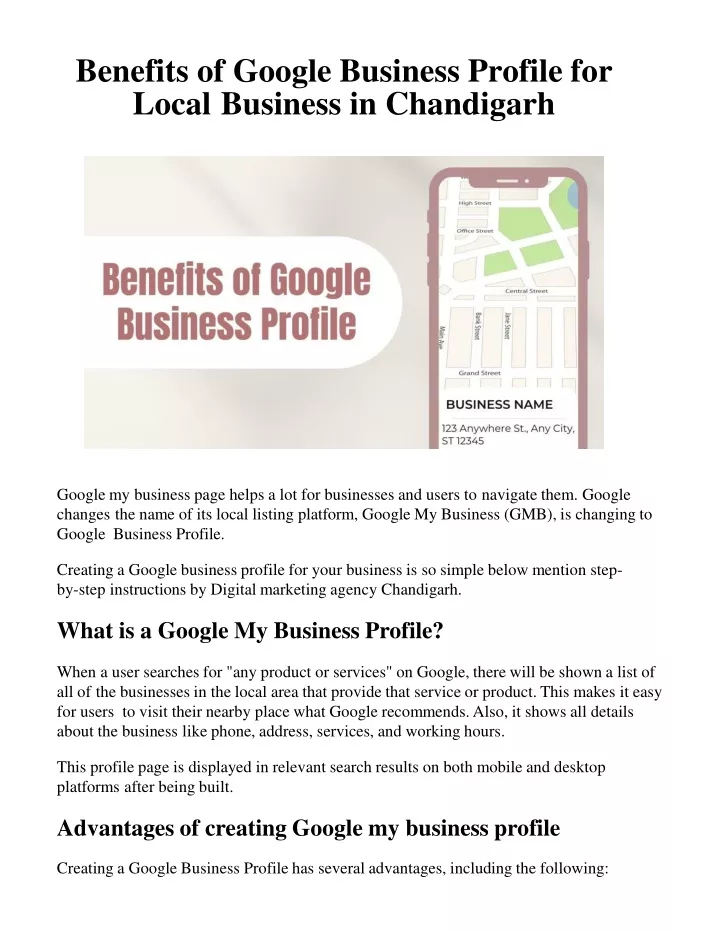 benefits of google business profile for local business in chandigarh
