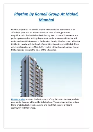Rhythm By Romell Group At Malad, Mumbai - Dwello