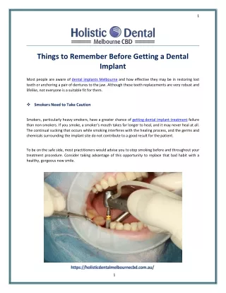 Things to Remember Before Getting a Dental Implant