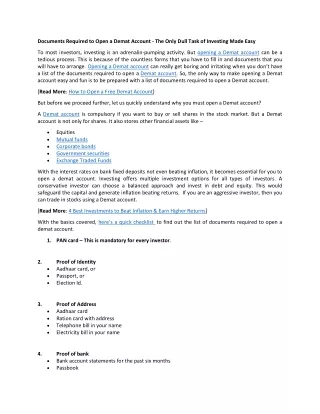 documents required to open a demat account
