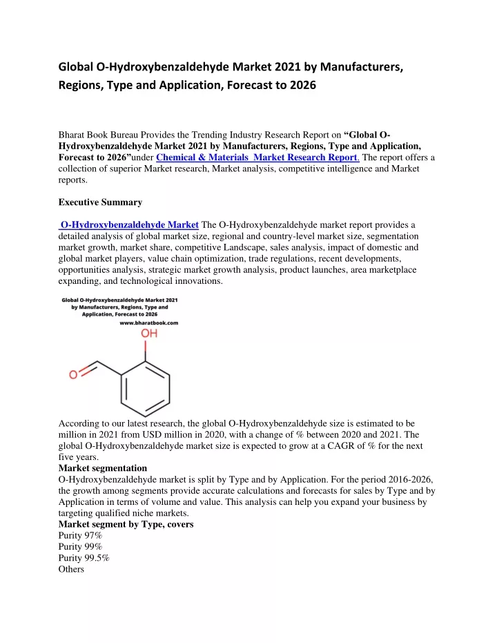 global o hydroxybenzaldehyde market 2021