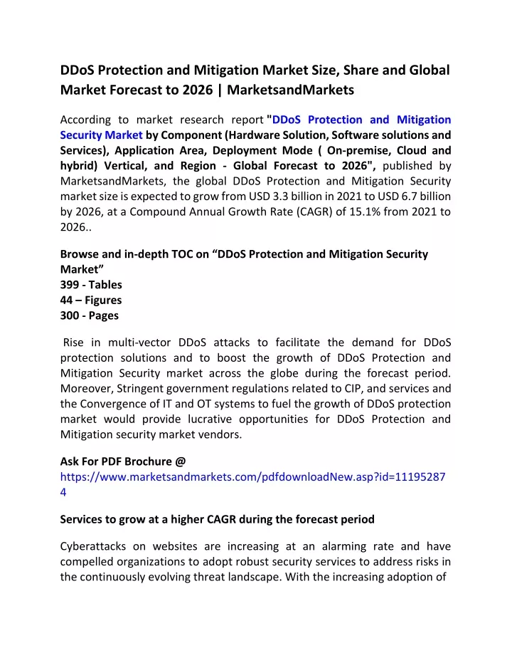 ddos protection and mitigation market size share