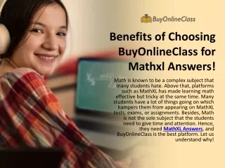 Benefits of Choosing BuyOnlineClass for Mathxl Answers!