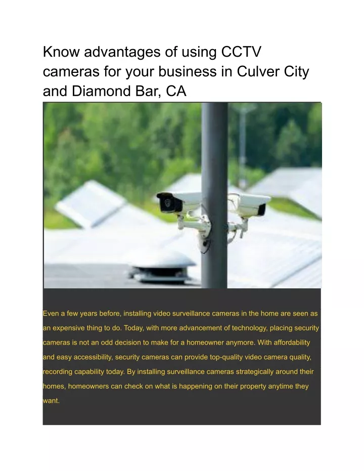 know advantages of using cctv cameras for your