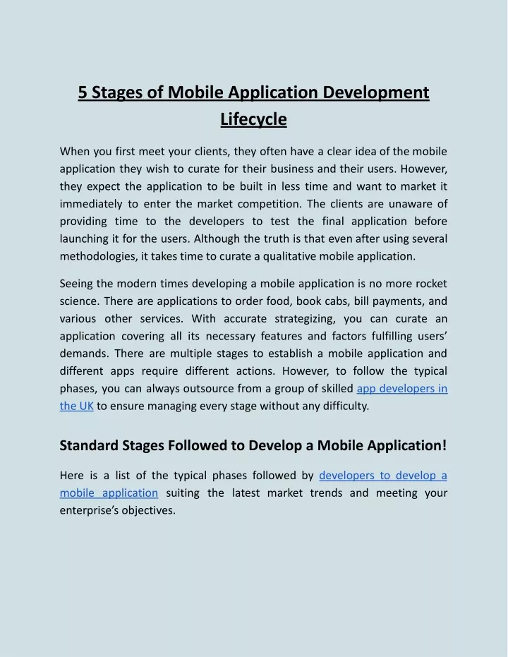 5 stages of mobile application development