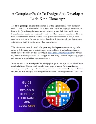 A Complete Guide To Design And Develop A Ludo King Clone App
