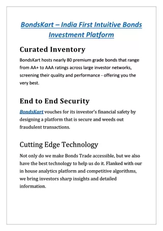 BondsKart.com - India's first intuitive bonds investment platform