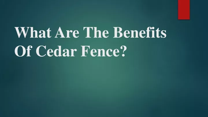 what are the benefits of cedar fence