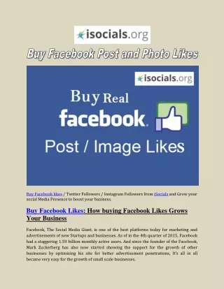 Buy Facebook Post and Photo Likes