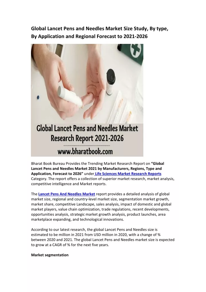 global lancet pens and needles market size study