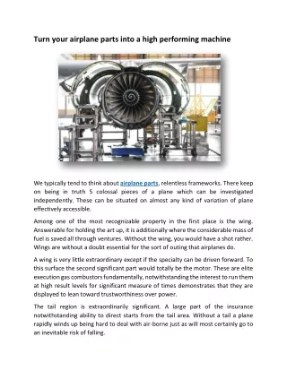 Turn your airplane parts into a high performing machine