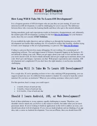 how long will it take me to learn ios development