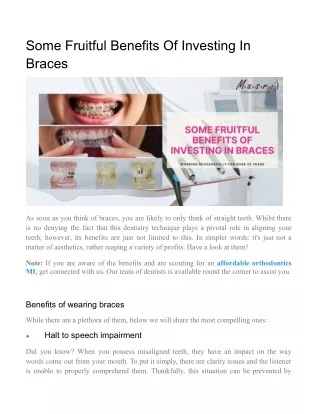 Some Fruitful Benefits Of Investing In Braces