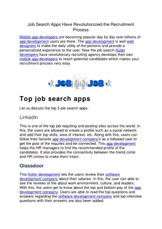 job search apps have revolutionized