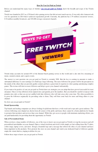 Article Twitch Followers can you get paid on twitch