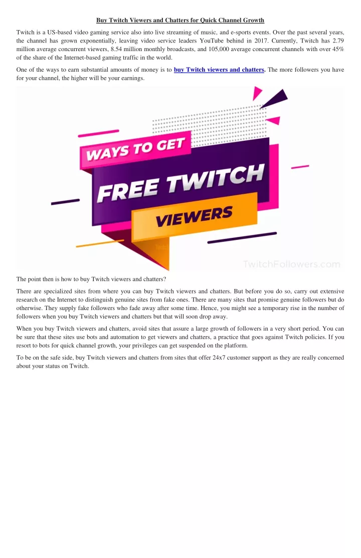 buy twitch viewers and chatters for quick channel