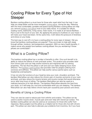Cooling Pillow for Every Type of Hot Sleeper
