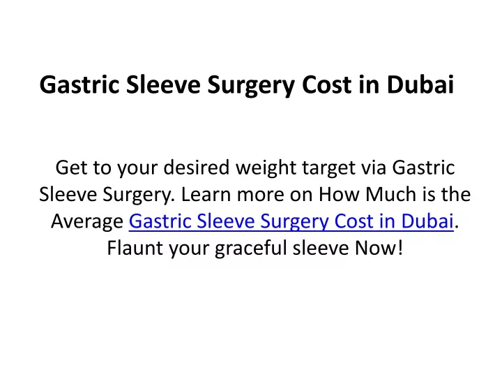 gastric sleeve surgery cost in dubai
