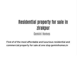 residential property for sale in zirakpur gemini