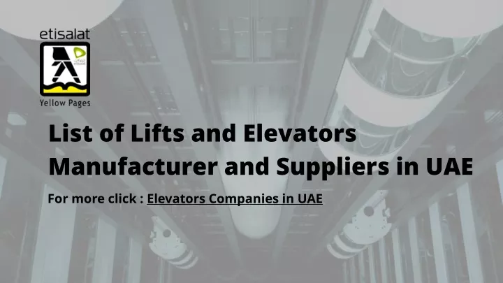 list of lifts and elevators manufacturer
