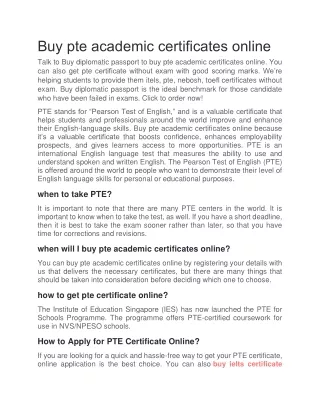 pte academic certificates