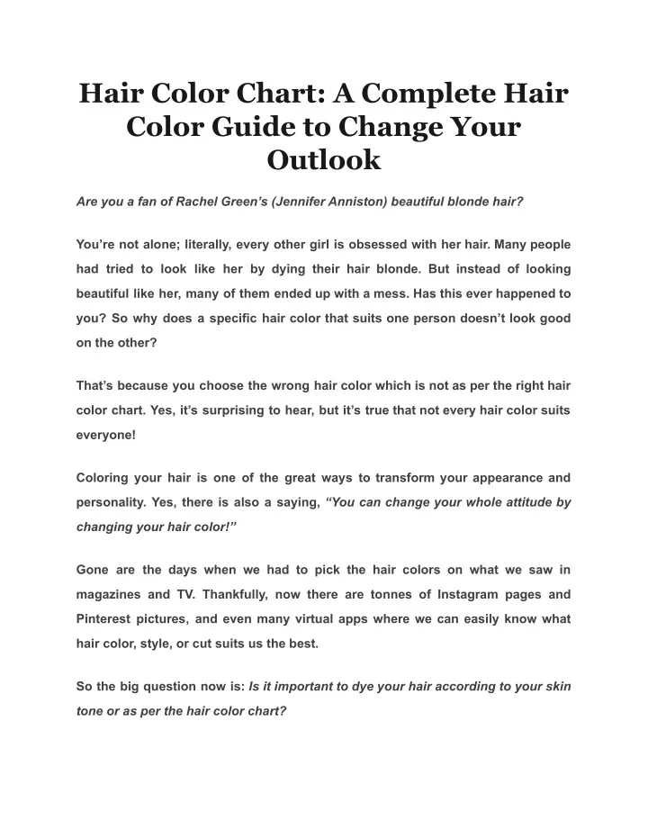 hair color chart a complete hair color guide