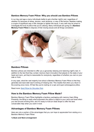 Bamboo Memory Foam Pillow: Why you should use Bamboo Pillows