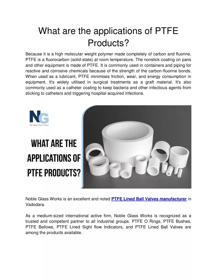 what are the applications of ptfe products