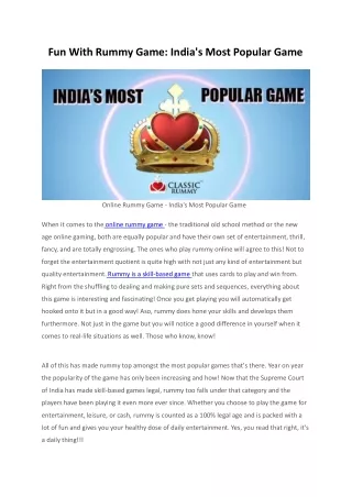 Online Rummy Game - India's Most Popular Game