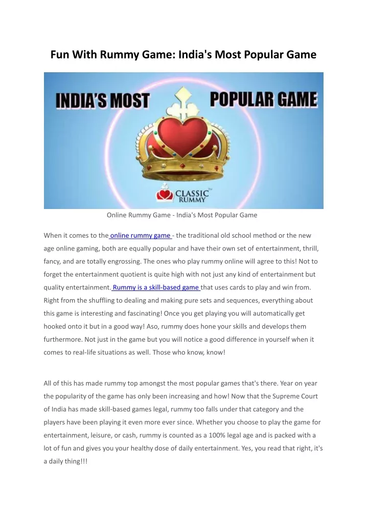 fun with rummy game india s most popular game