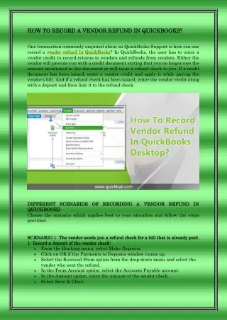 how to record a vendor refund in quickbooks