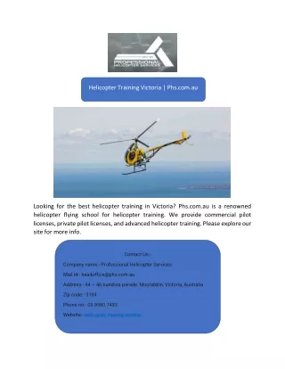 Helicopter Training Victoria | Phs.com.au