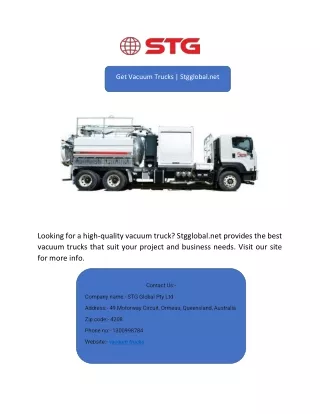 Get Vacuum Trucks | Stgglobal.net