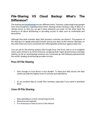 File-Sharing VS Cloud Backup: What’s The Difference?