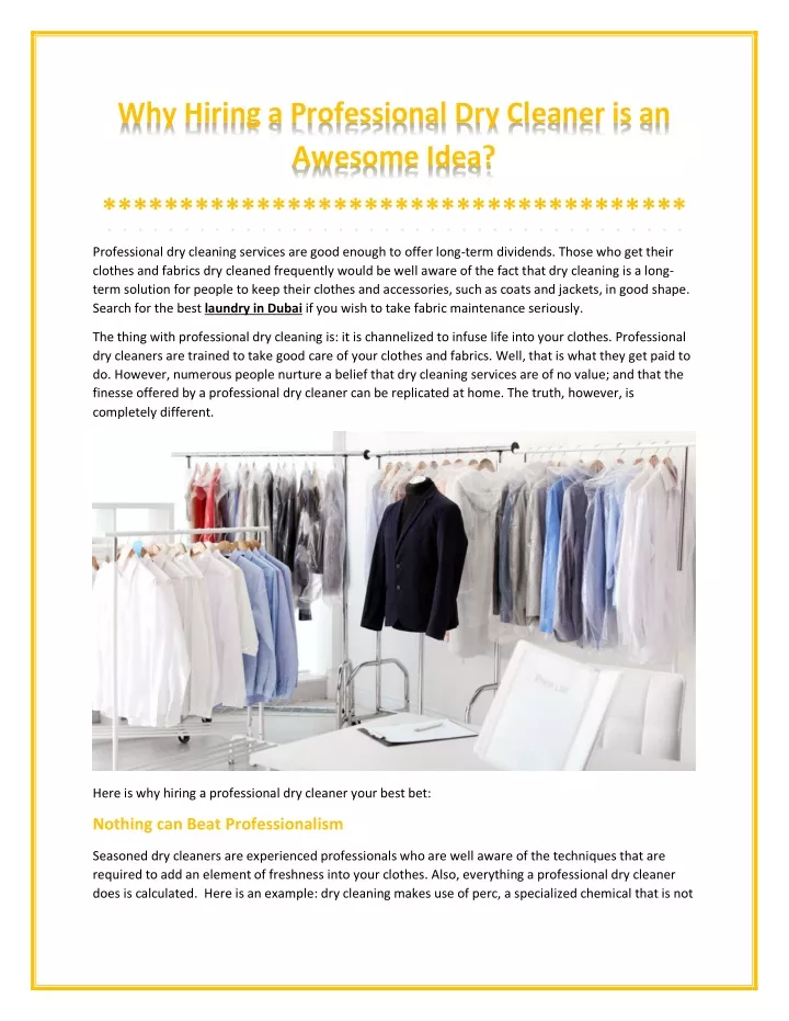 why hiring a professional dry cleaner