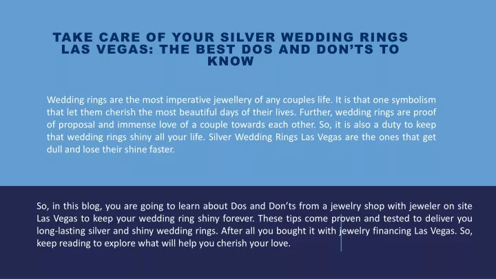 take care of your silver wedding rings las vegas the best dos and don ts to know