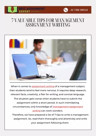 7 Valuable Tips For Management Assignment Writing