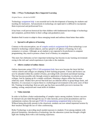 title 3 ways technologies have impacted learning