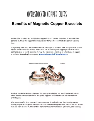 Benefits of Magnetic Copper Bracelets