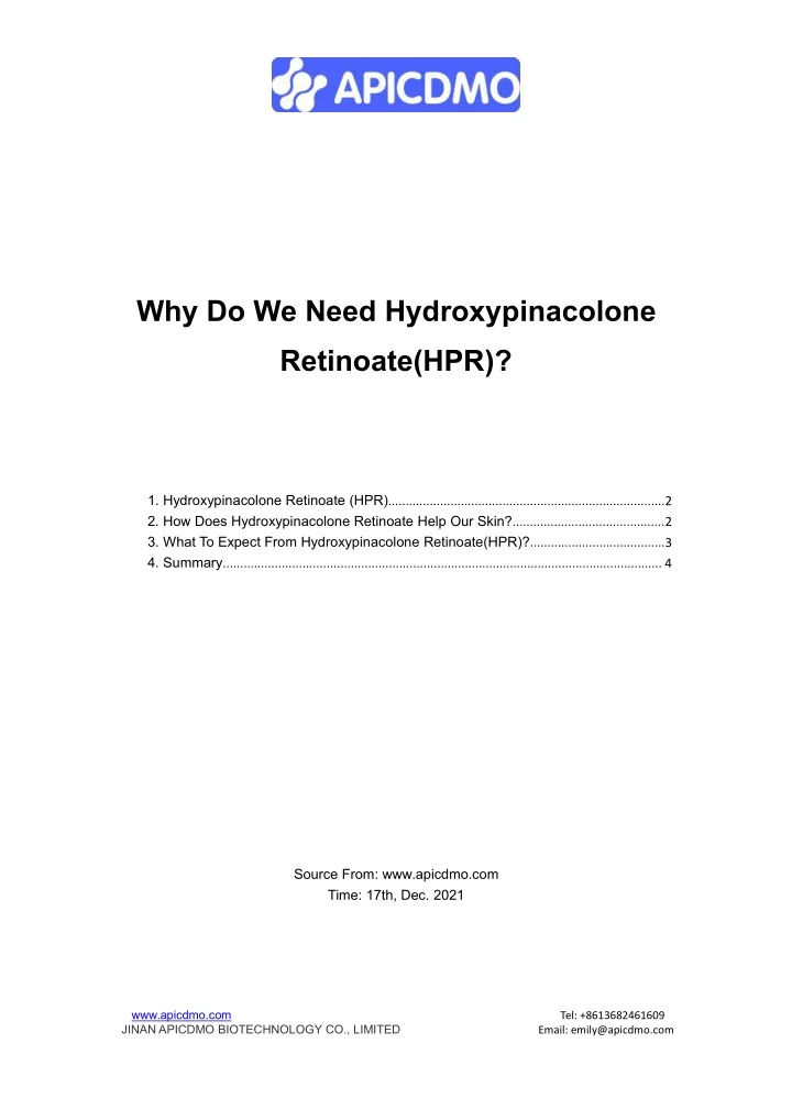 why do we need hydroxypinacolone
