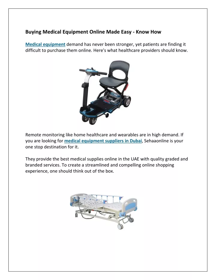 buying medical equipment online made easy know